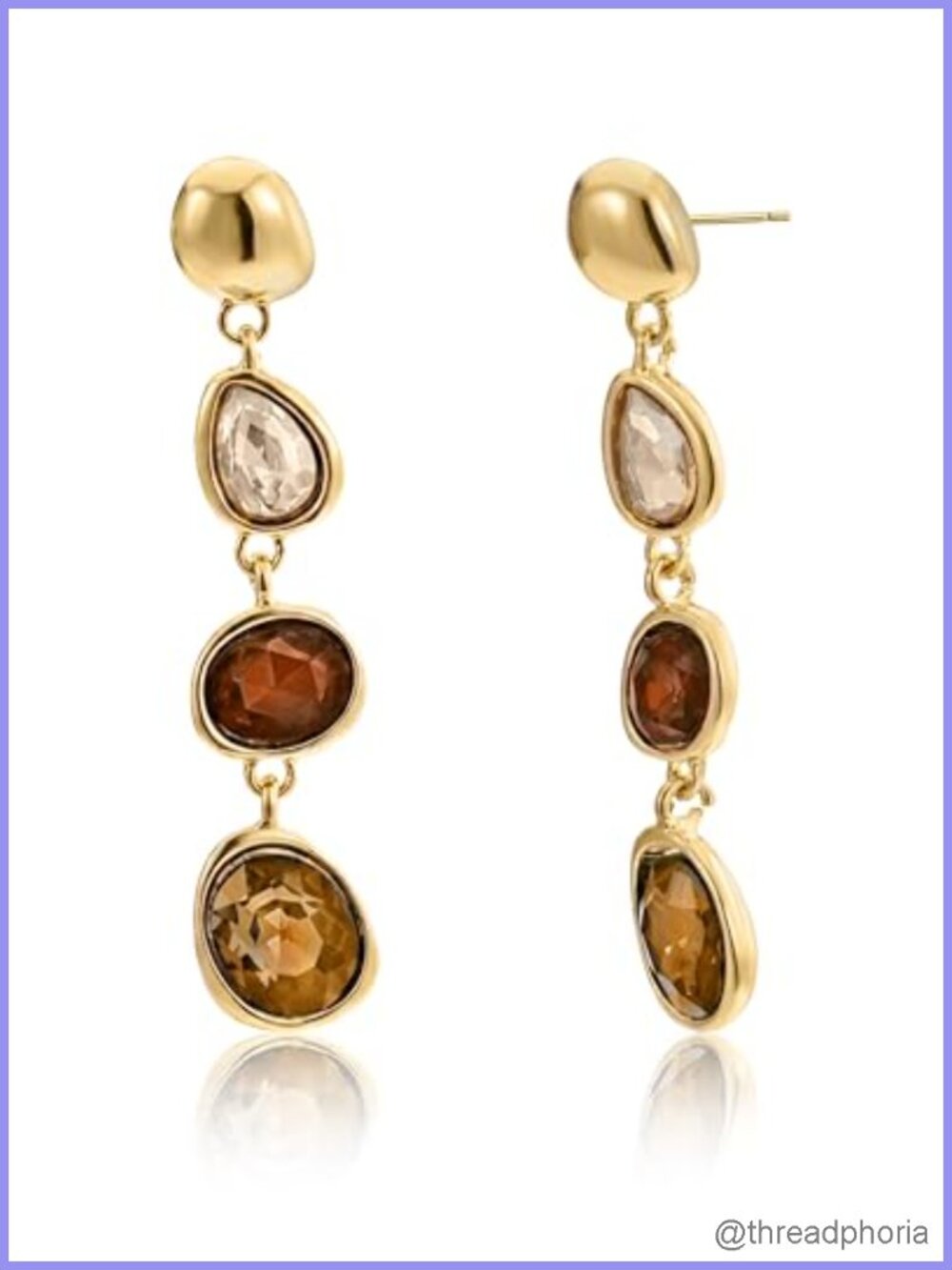 14K Gold Plated Vintage Drop Earrings for Women - Hypoallergenic Gemstone